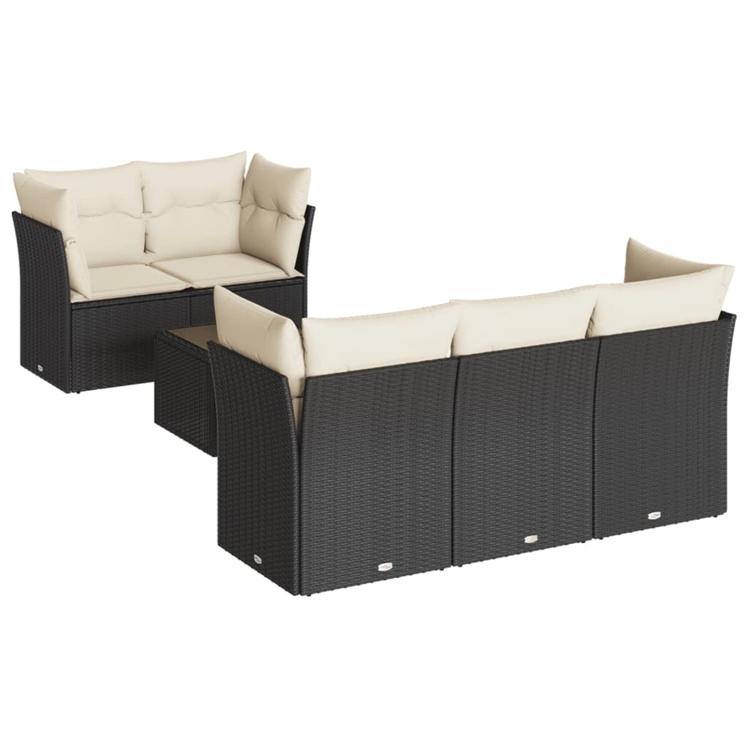 vidaXL 7-Tlg Garten-Sofagarnitur mit Kissen Schwarz Poly Rattan 3249095 günstig online kaufen