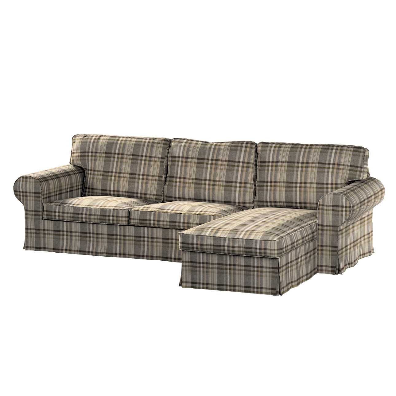 Bezug für Ektorp 2-Sitzer Sofa mit Recamiere, braun- beige, Ektorp 2-Sitzer günstig online kaufen