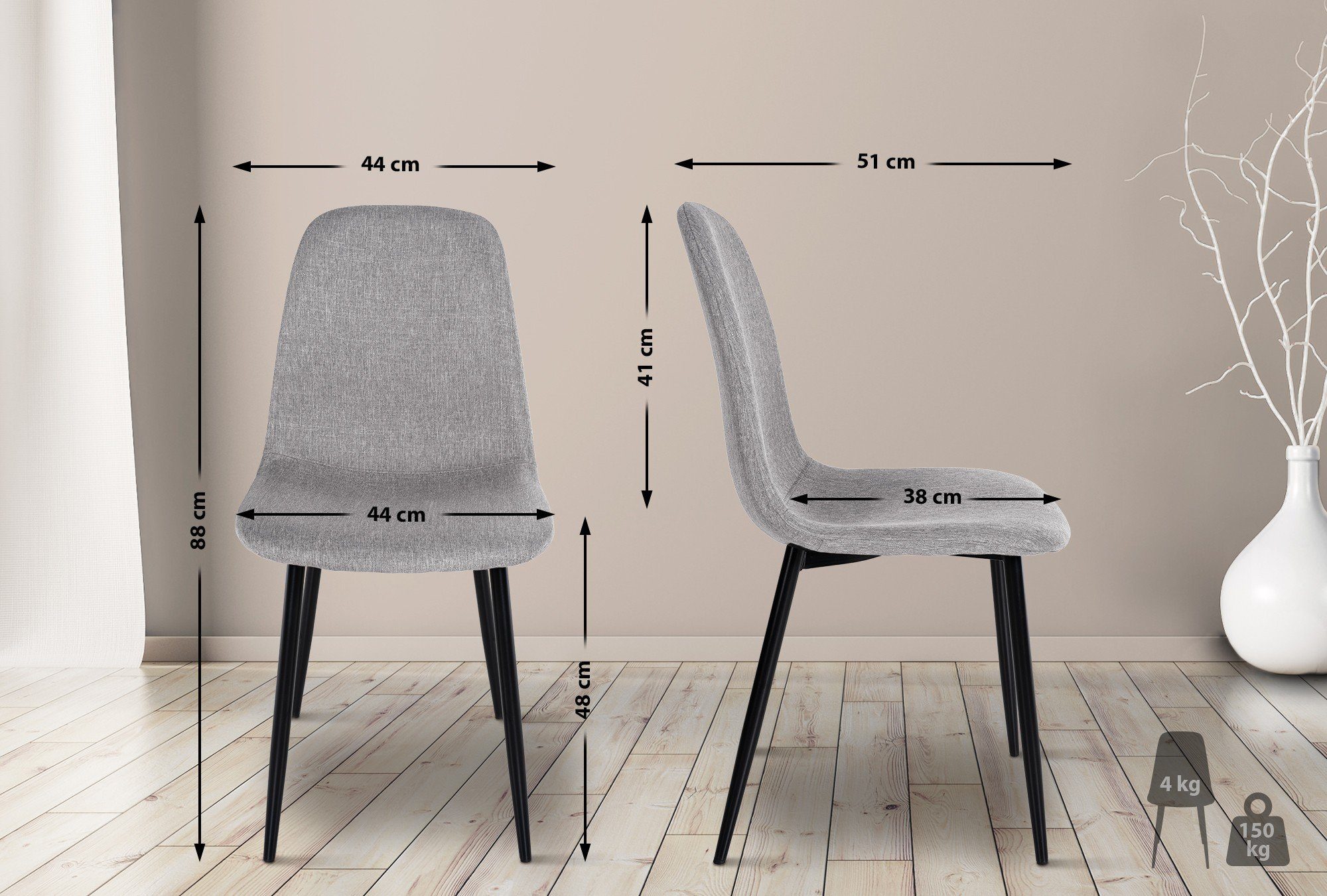 CLP Esszimmerstuhl Napier (4er Set), Metall, günstig online kaufen
