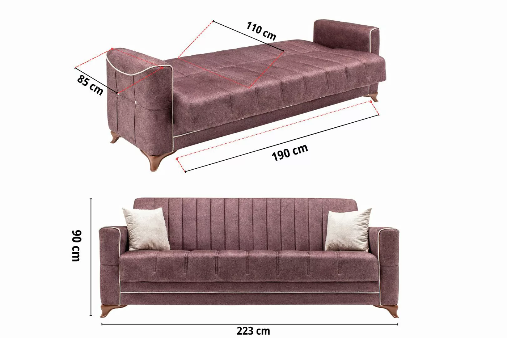 gowoll 3-Sitzer Sofa mit Schlaffunktion und günstig online kaufen