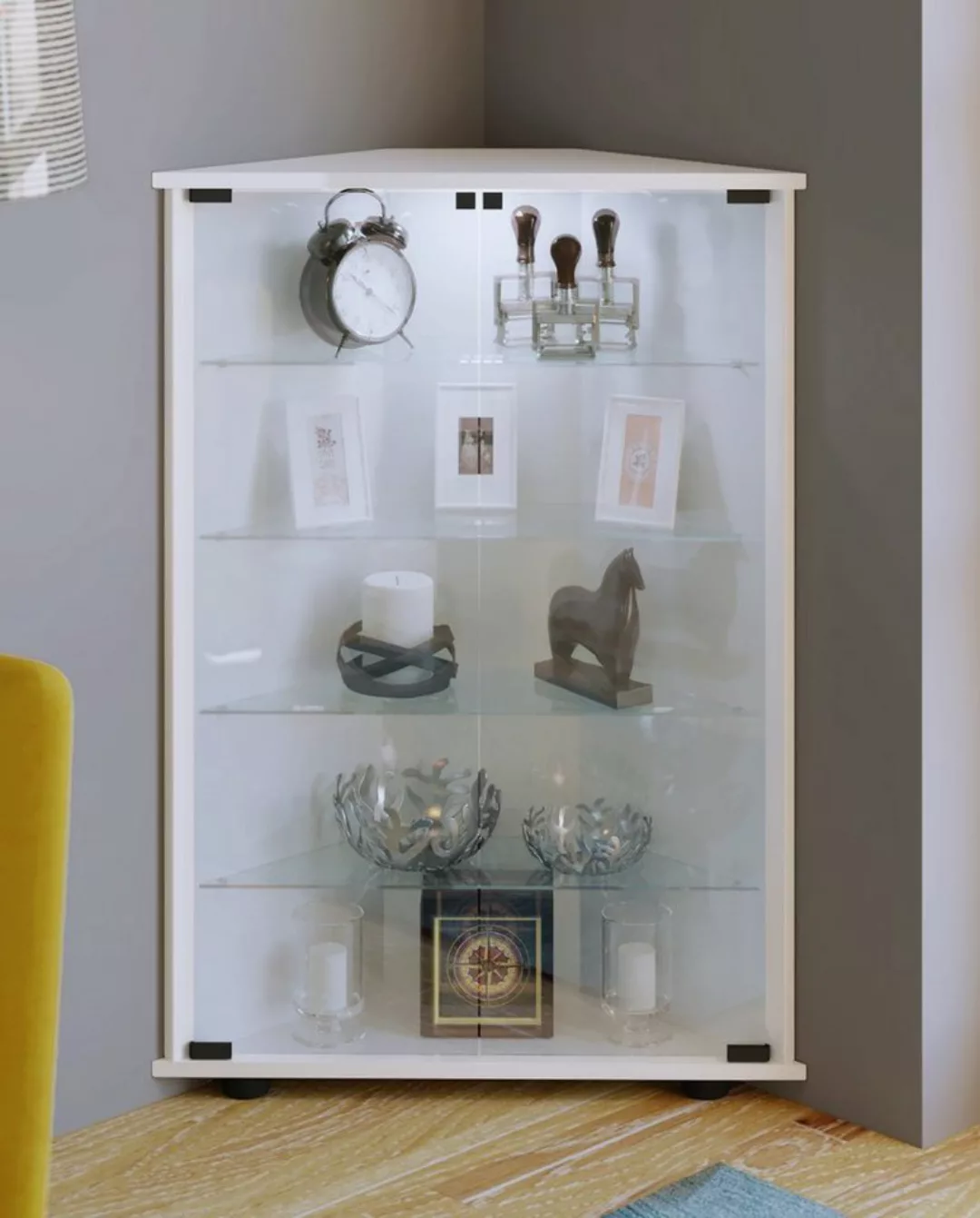 VCM Holz Glas Vitrine Sammelvitrine Glasvitrine Eckvitrine Standvitrine Vec günstig online kaufen