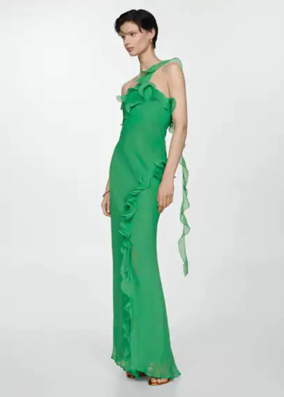 Asymmetrisches Kleid mit Volant günstig online kaufen