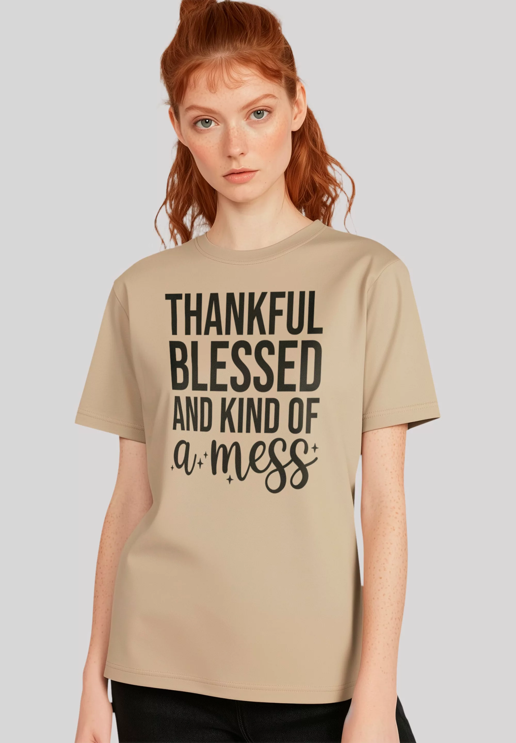 F4NT4STIC T-Shirt "thankful blessed and kind of a mess", Premium Qualität, günstig online kaufen