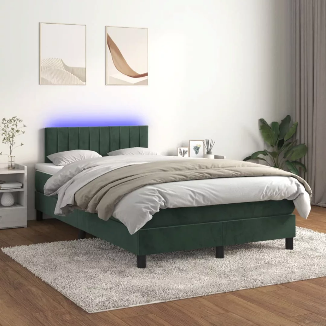 Vidaxl Boxspringbett Mit Matratze & Led Dunkelgrün 120x200 Cm Samt günstig online kaufen