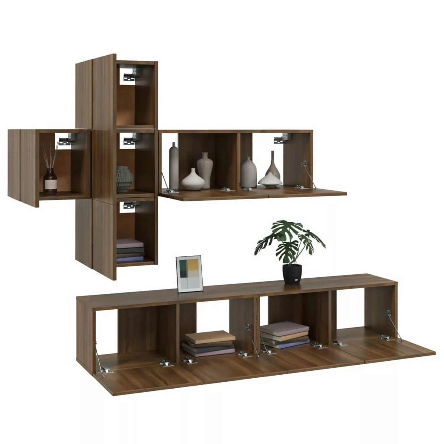 VidaXL 7-tlg. TV-Schrank-Set Braun Eichen-Optik Holzwerkstoff  Modell 8 günstig online kaufen