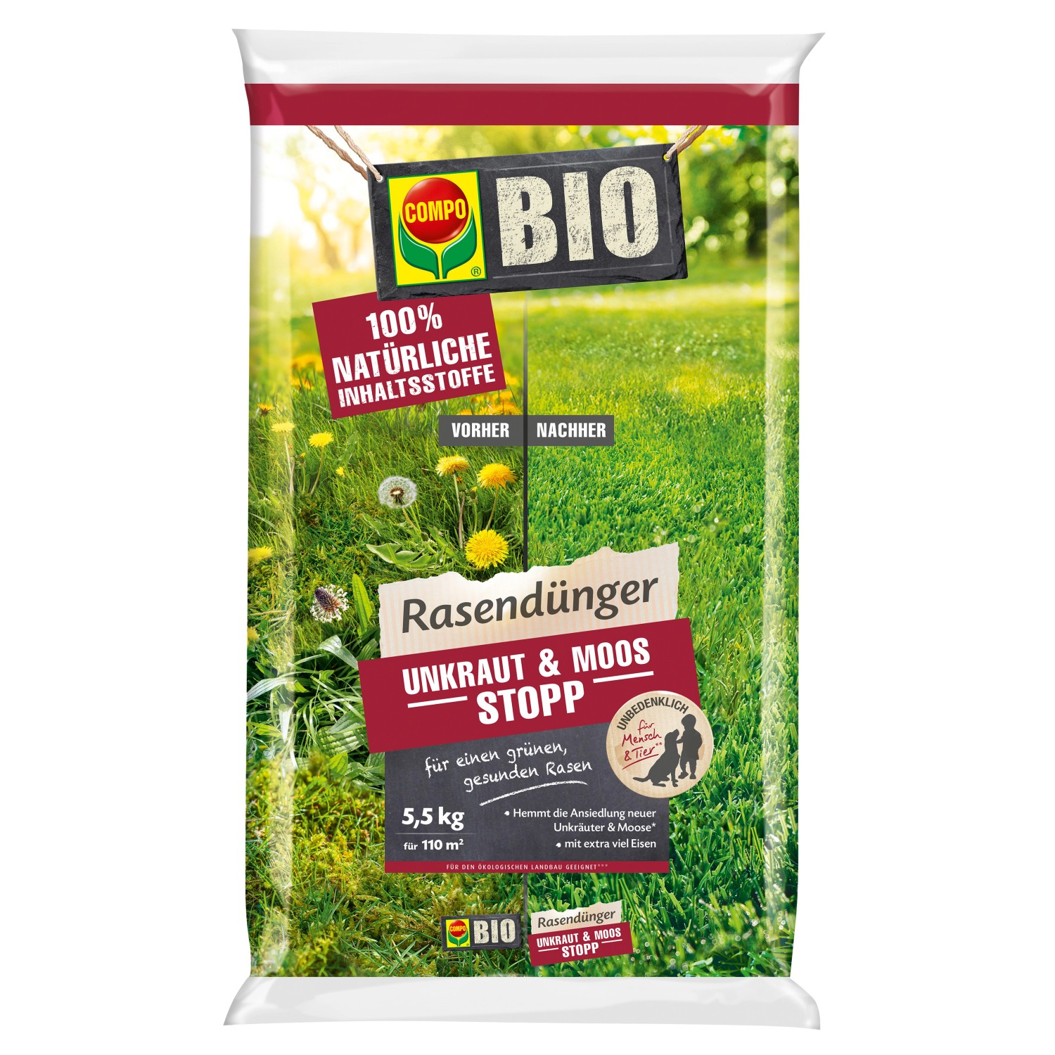 Compo Bio-Rasendünger Unkraut & Moos Stopp 5,5 kg günstig online kaufen