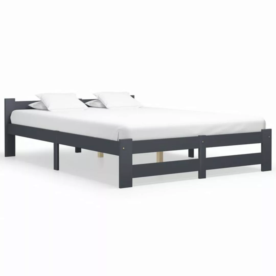 vidaXL Bettgestell Massivholzbett Dunkelgrau Kiefer 180x200 cm Doppelbett B günstig online kaufen