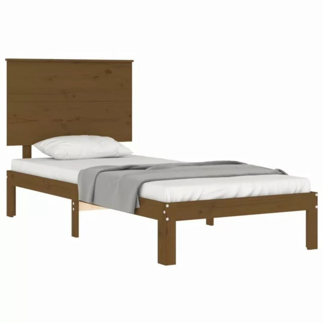 vidaXL Bett Massivholzbett mit Kopfteil Honigbraun 100x200 cm günstig online kaufen