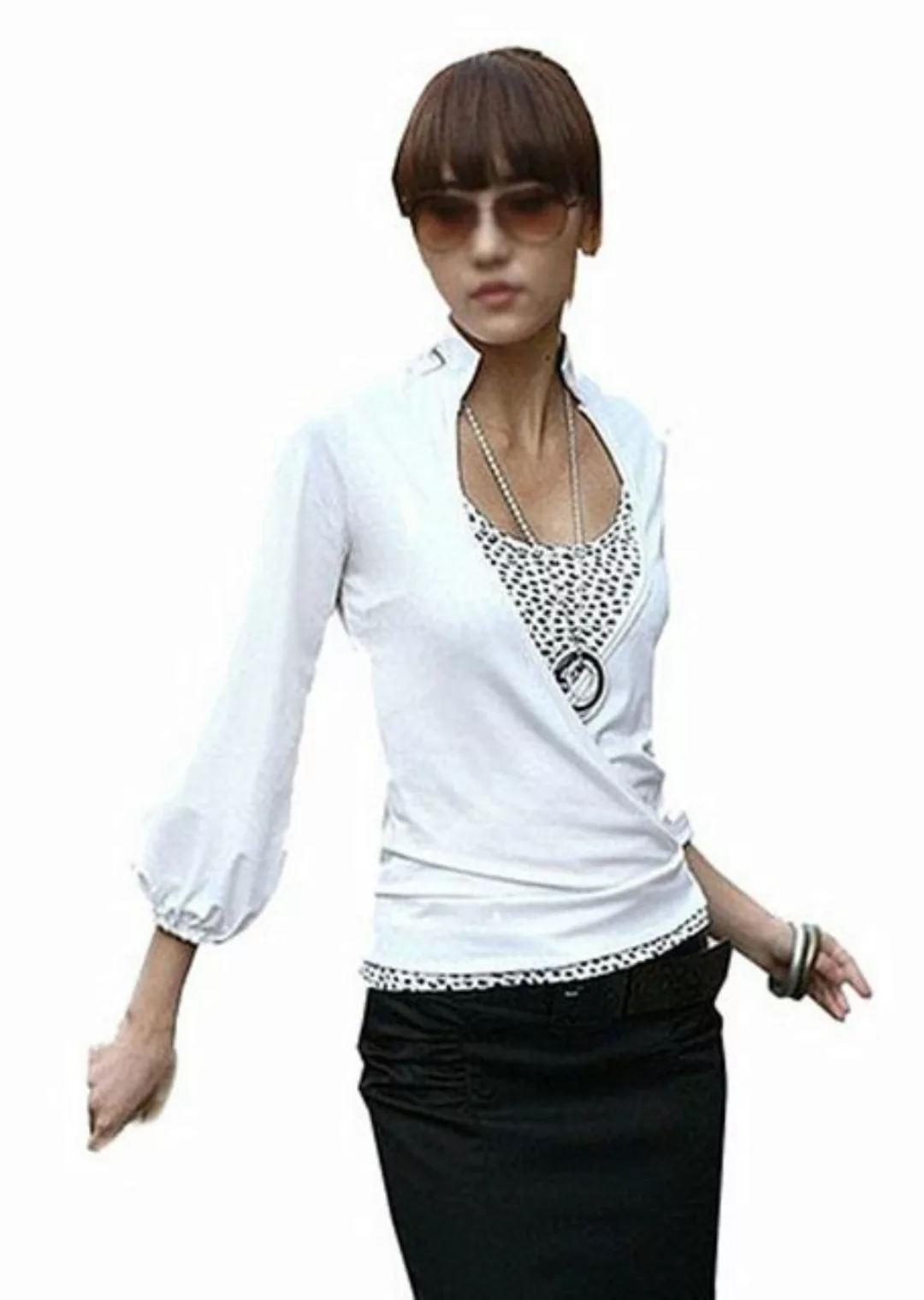 Mississhop 3/4-Arm-Shirt Bluse Tunika Longshirt mit Ballonärmeln günstig online kaufen