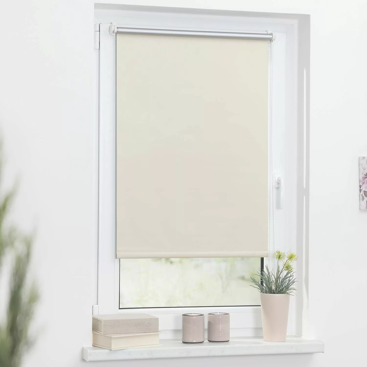 Thermo Klebe-/Klemmrollo Verdunklungsqualität creme B/L: ca. 90x150 cm günstig online kaufen