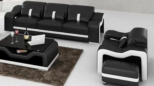 JVmoebel Sofa Designer schwarze 3+1 Sitzer Sofagarnitur Polstermöbel Couch günstig online kaufen