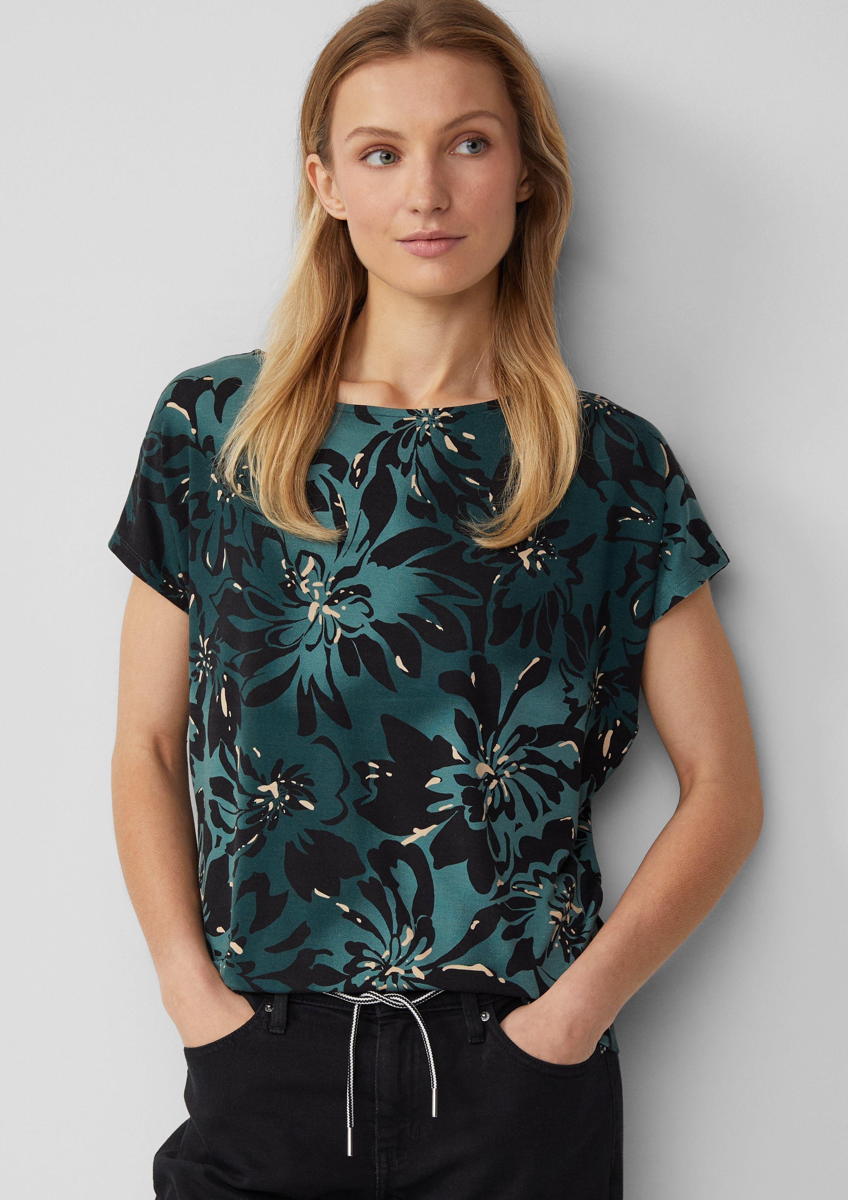 s.Oliver Shirttop Fließendes Jersey-Shirt mit überschnittenen günstig online kaufen