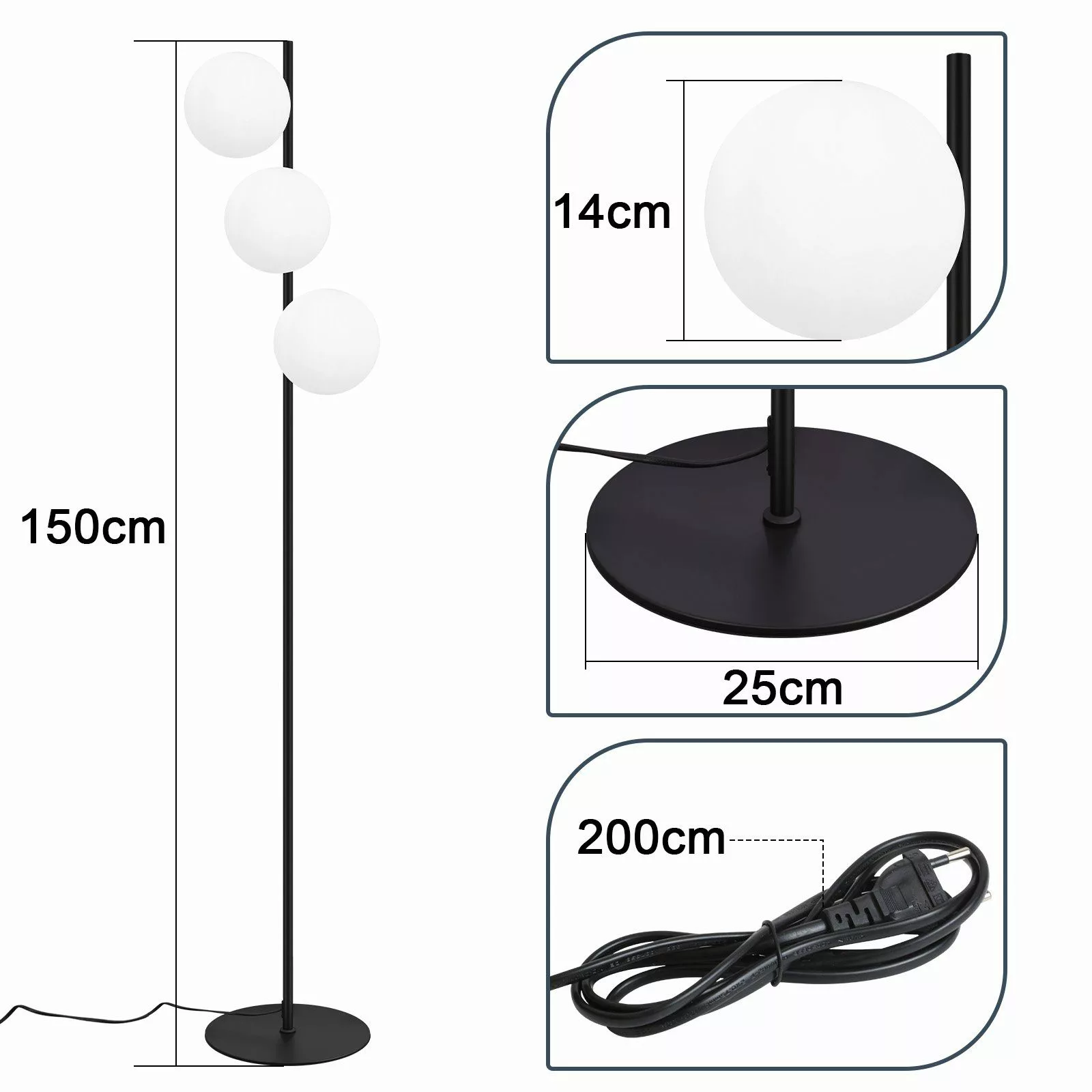 ZMH Stehlampe Wohnzimmer 3 Flammig Industrial günstig online kaufen