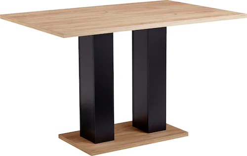 massivline&more Esstisch "Martina", massives Säulengestell in schwarz dekor günstig online kaufen