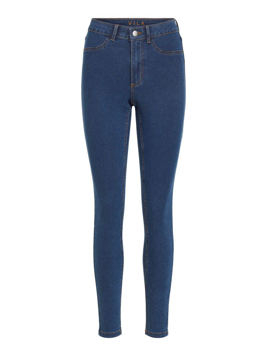 VILA Skinny Fit Mid Waist Jeggings Damen Blau günstig online kaufen