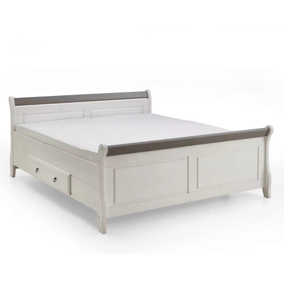 Schlafzimmermöbel Set in Weiß Grau Landhausstil (vierteilig) günstig online kaufen