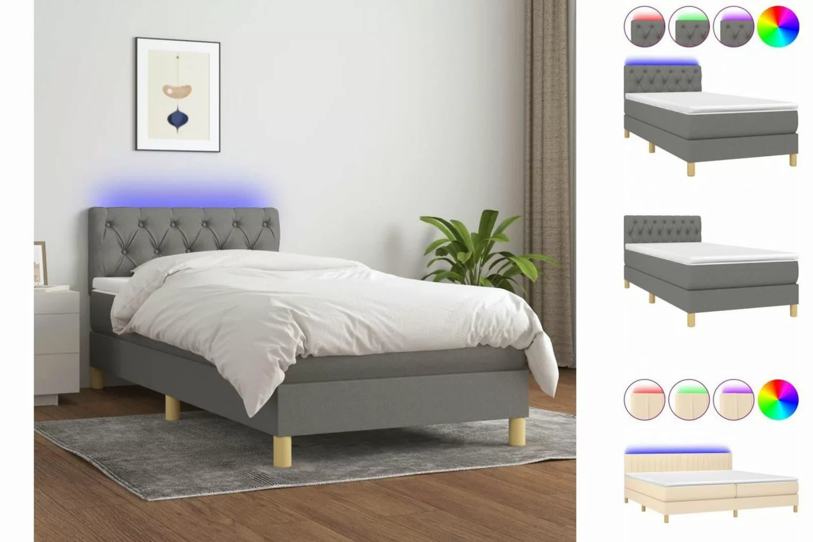 vidaXL Boxspringbett Bett Boxspringbett komplett mit Matratze & LED Stoff ( günstig online kaufen