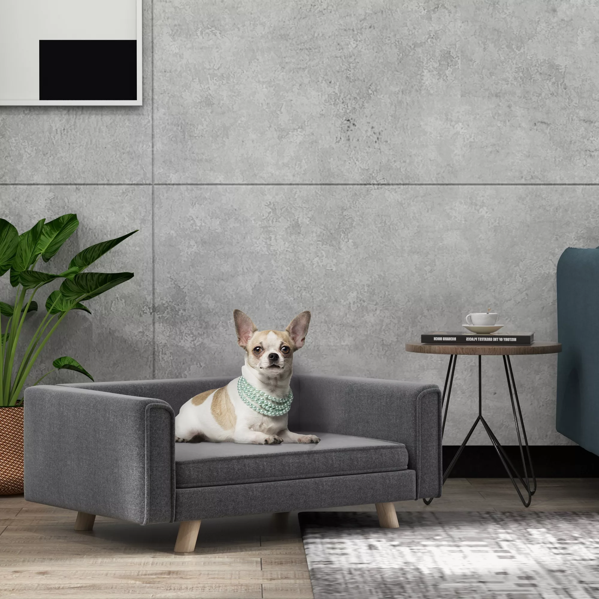 PawHut Hundesofa, Hundebett mit erhöhtem Design, abnehmbarem waschbarem Bez günstig online kaufen