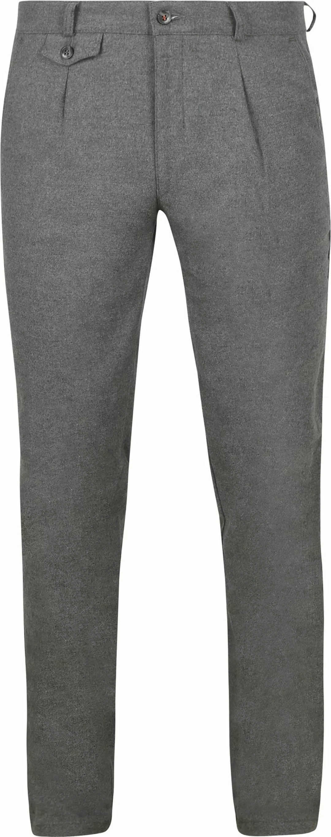 Suitable Chino Pico Pleat Flanel Grau - Größe 54 günstig online kaufen