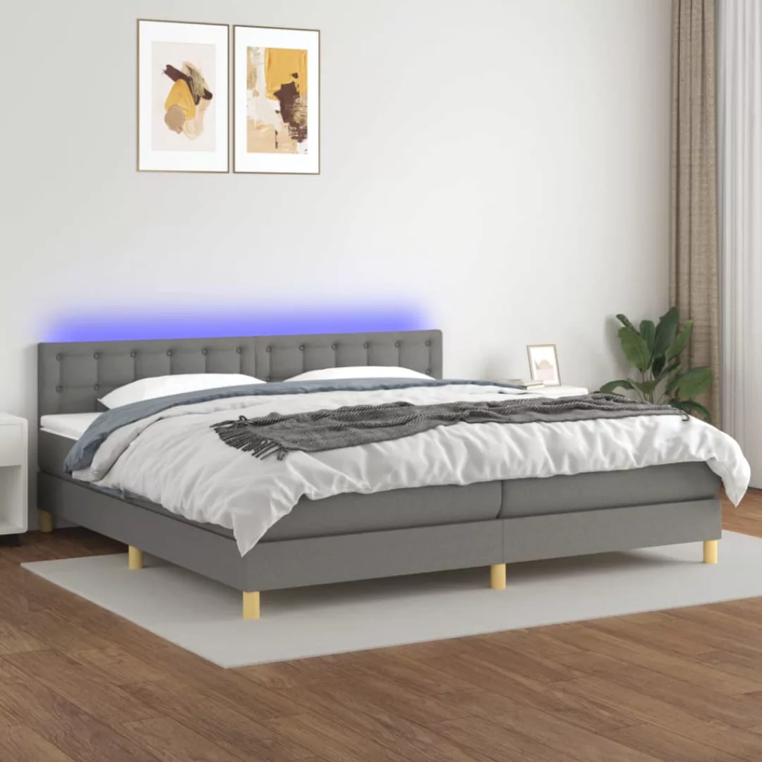 vidaXL Bettgestell Boxspringbett mit Matratze LED Dunkelgrau 200x200 cm Sto günstig online kaufen