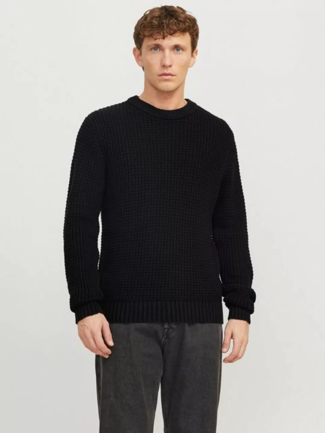 Jack & Jones Rundhalspullover JCOZION KNIT CREW NECK BF mit markanter Struk günstig online kaufen