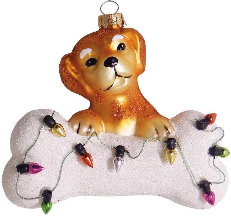 Krebs Glas Lauscha Christbaumschmuck "Hund mit Knochen & Lichterkette, Weih günstig online kaufen