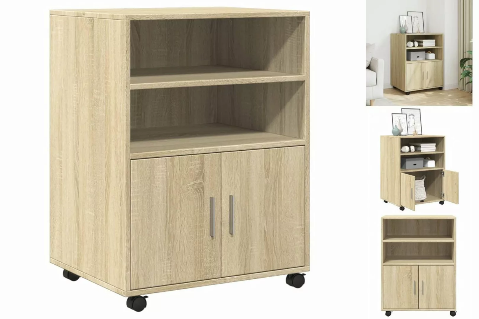 vidaXL Aktenschrank Büroschrank Rollschrank Beistelltisch Sonoma-Eiche 60x4 günstig online kaufen