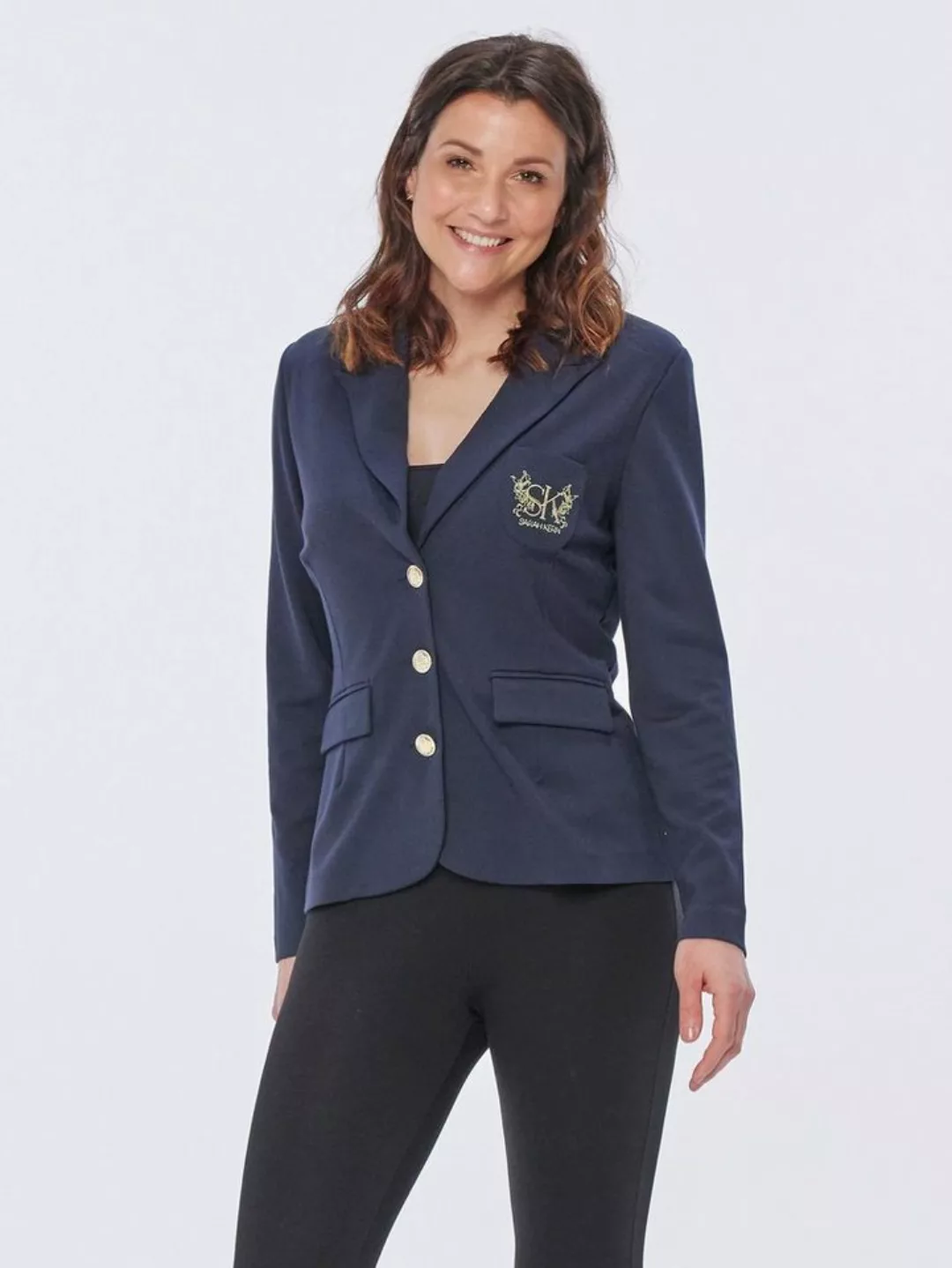 Sarah Kern Jackenblazer Jerseyblazer figurbetont mit Logo-Stickerei günstig online kaufen