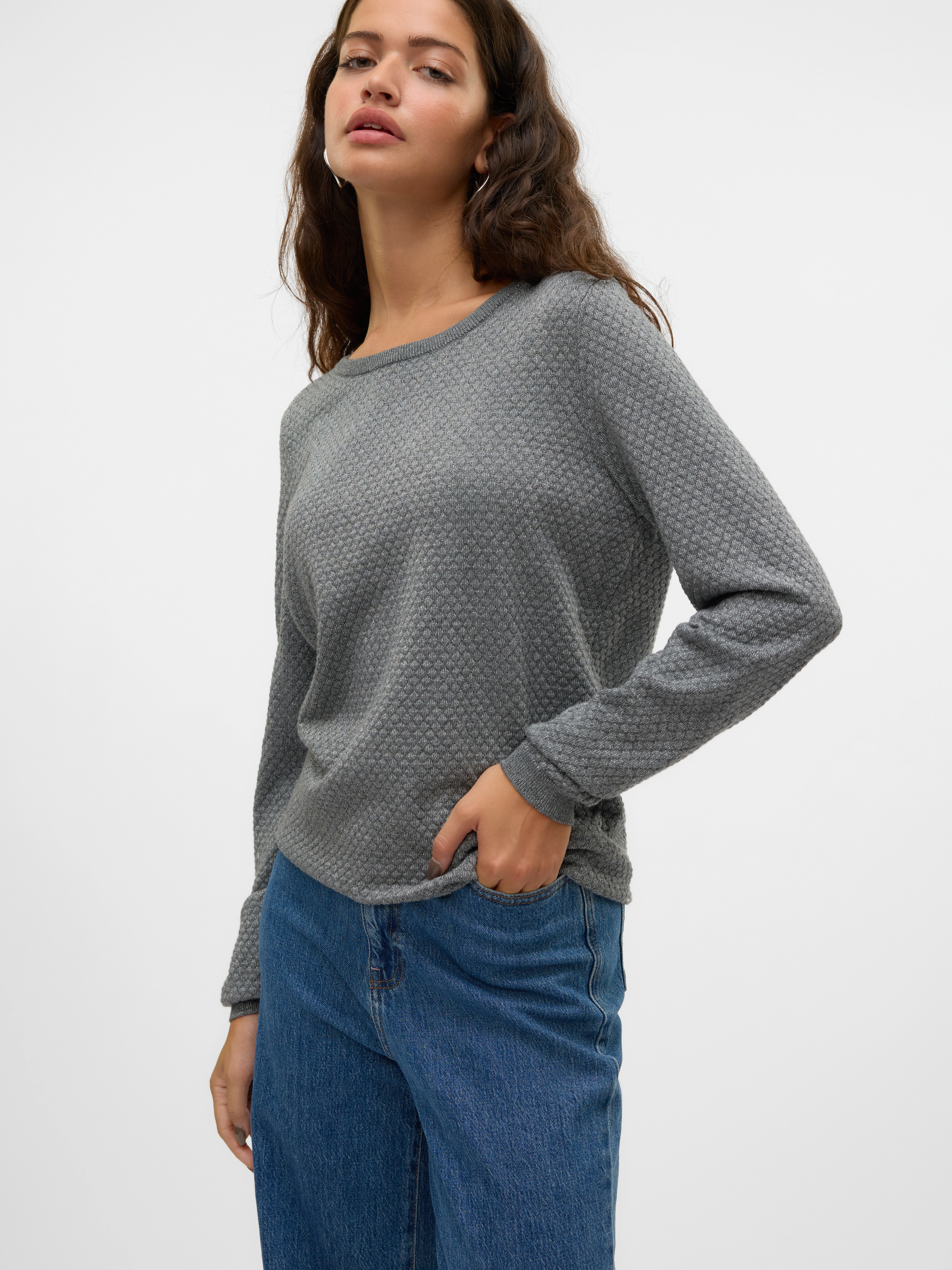 Vero Moda Rundhalspullover "VMCARE SHINE LS O-NECK PULLOVER", mit leichtem günstig online kaufen