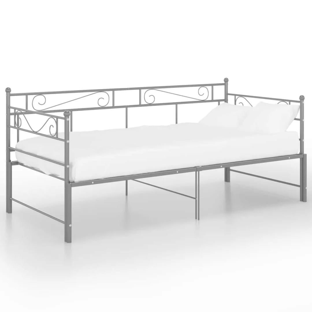 Ausziehsofa Bettgestell Grau Metall 90x200 Cm günstig online kaufen