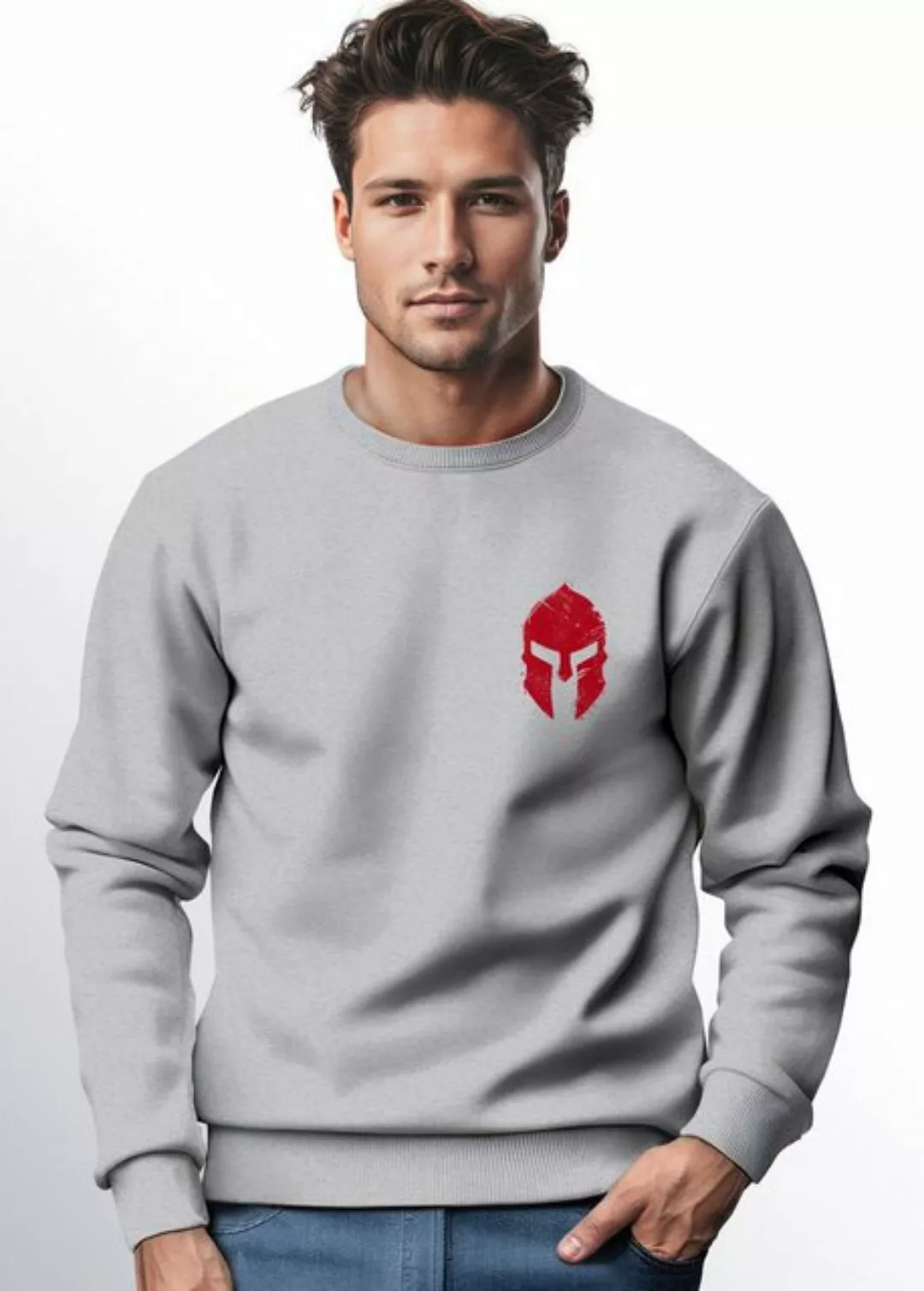 Neverless Sweatshirt Sweatshirt Herren Logo Print Sparta-Helm Spartaner Gla günstig online kaufen