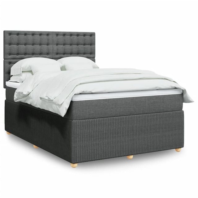 vidaXL Bettgestell Boxspringbett mit Matratze Dunkelgrau 140x200 cm Stoff B günstig online kaufen