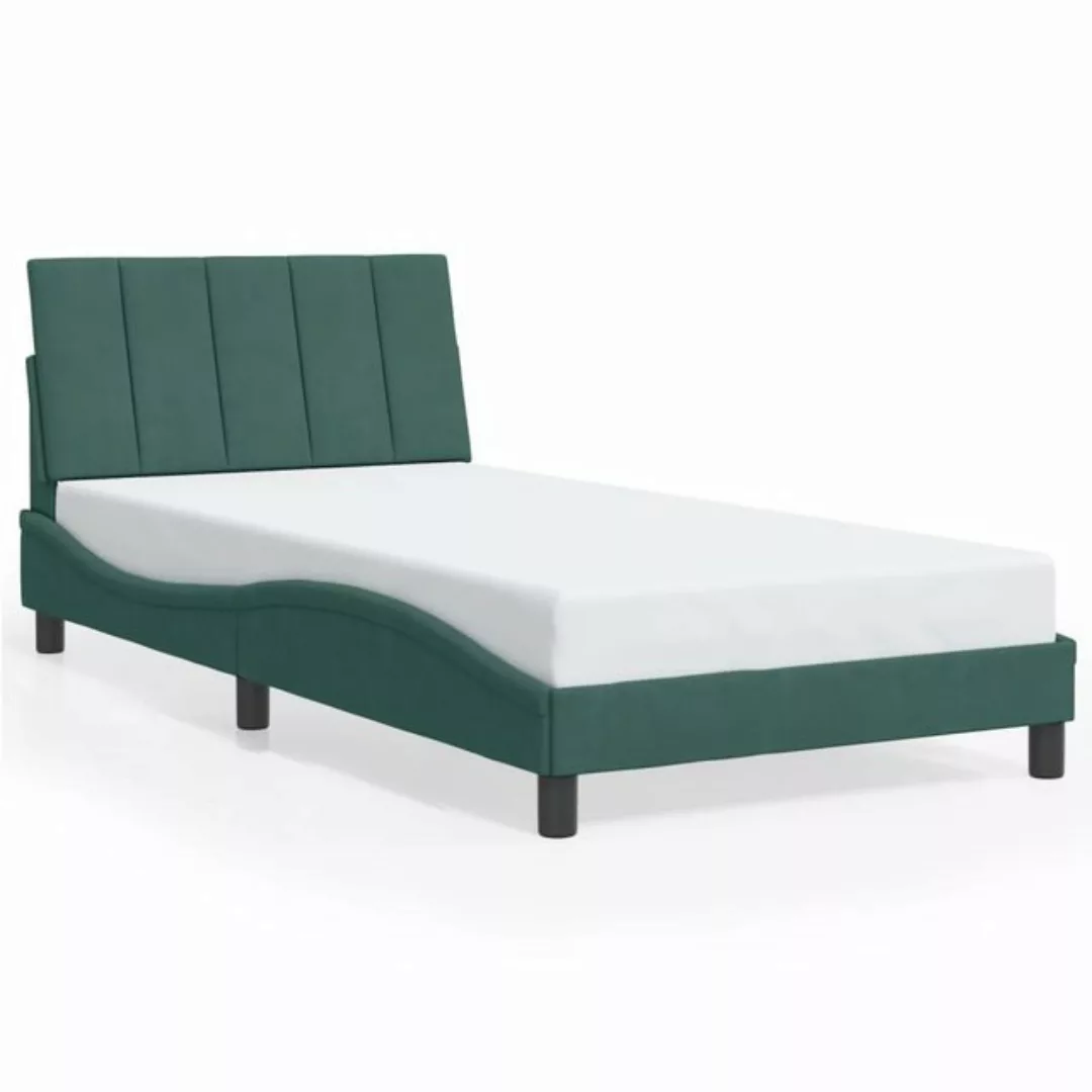 vidaXL Bett Bettgestell ohne Matratze Dunkelgrün 100x200 cm Samt günstig online kaufen