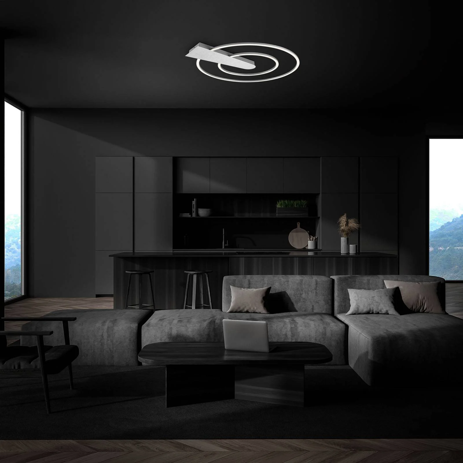 LED-Deckenlampe Nico Duo, 3.000K, rund, chrom günstig online kaufen