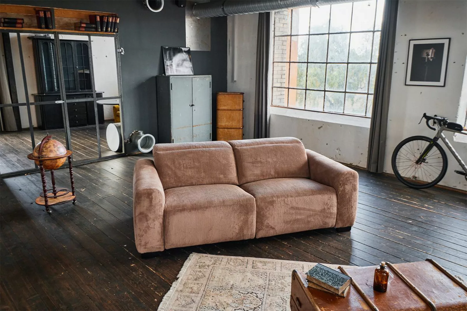 KAWOLA Sofa FINN 3-Sitzer mit Relaxfunktion Cord braun günstig online kaufen