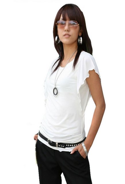 Mississhop Kurzarmshirt Damen T-Shirt Kurzarmshirt Schmetterlingärmeln M.50 günstig online kaufen