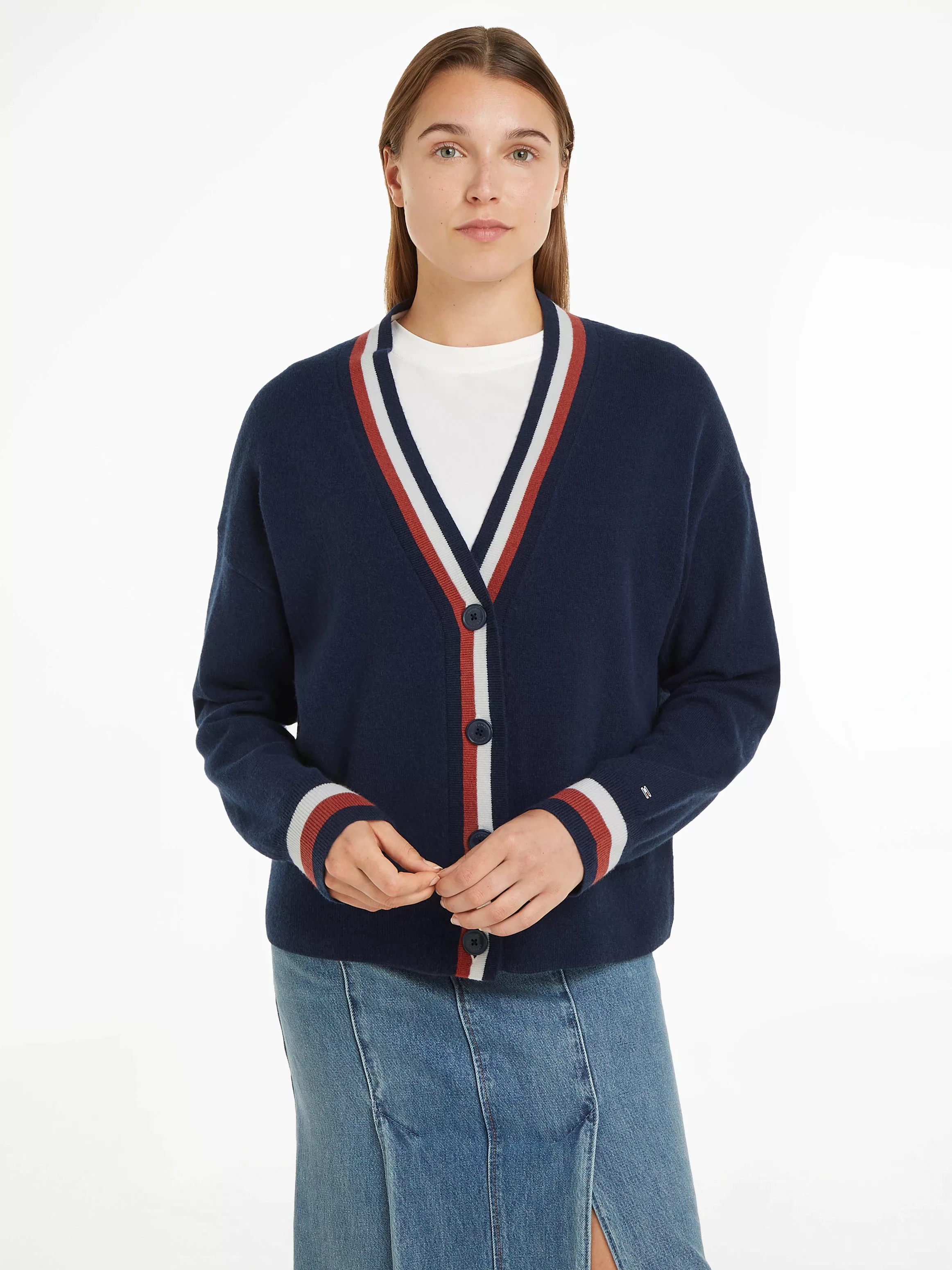 Tommy Hilfiger Strickjacke "GLOBAL STP WOOL CASH CARDIGAN", mit Tommy Hilfi günstig online kaufen