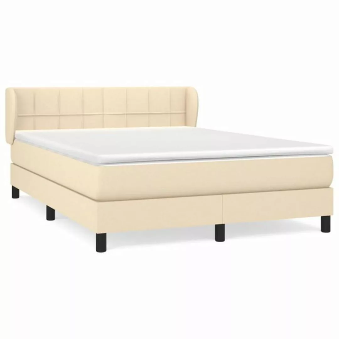 vidaXL Bettgestell Boxspringbett mit Matratze Creme 140x200 cm Stoff Bett B günstig online kaufen