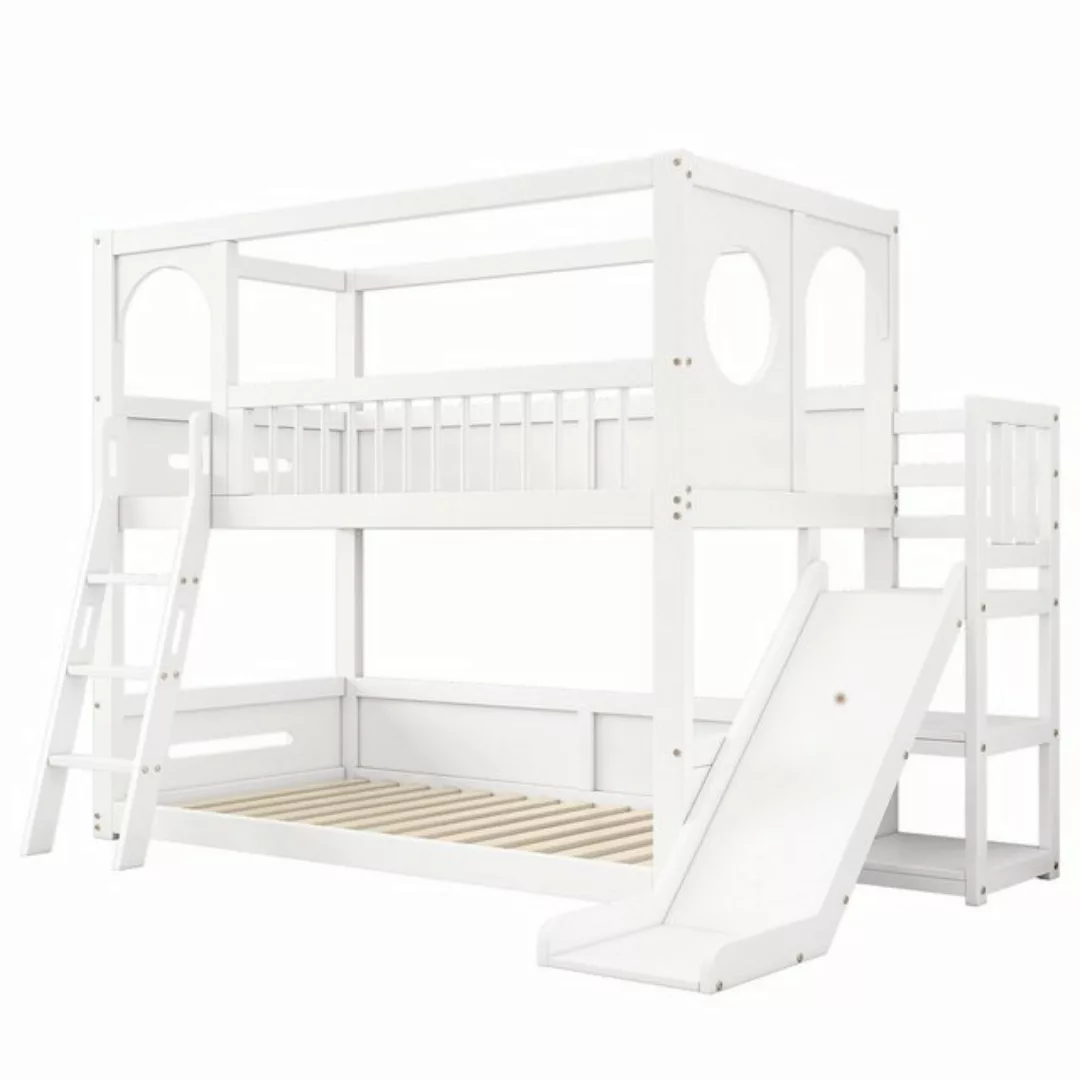 HAUSS SPLOE Etagenbett 90*200 cm mit Regalen und Rutsche, für Kinder ohne M günstig online kaufen