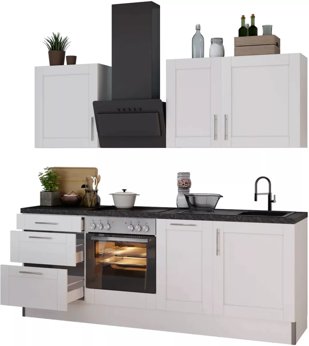 OPTIFIT Küche "Ahus", Breite 225 cm,wahlweise mit E-Geräten,MDF Fronten,Sof günstig online kaufen