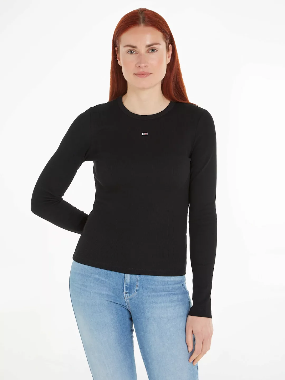 Tommy Jeans Langarmshirt "Slim Essential Rib Longsleeve Rippshirt" günstig online kaufen