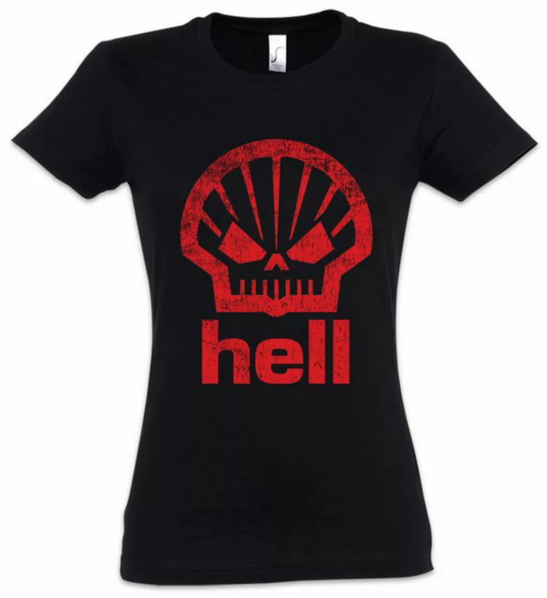 Urban Backwoods Print-Shirt Shell Hell Damen T-Shirt Tankstelle Hölle Fun D günstig online kaufen