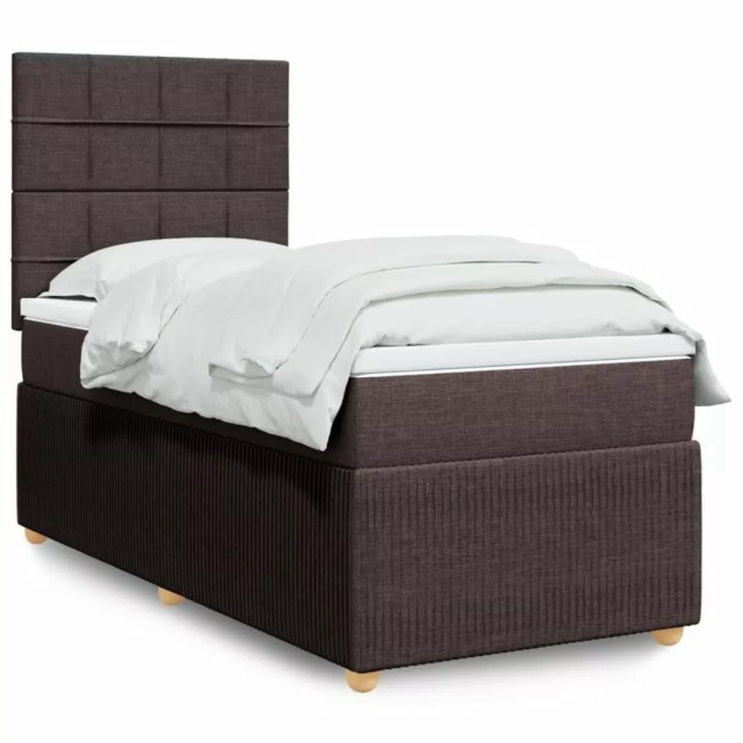 vidaXL Boxspringbett, Boxspringbett mit Matratze Dunkelbraun 90x190 cm Stof günstig online kaufen