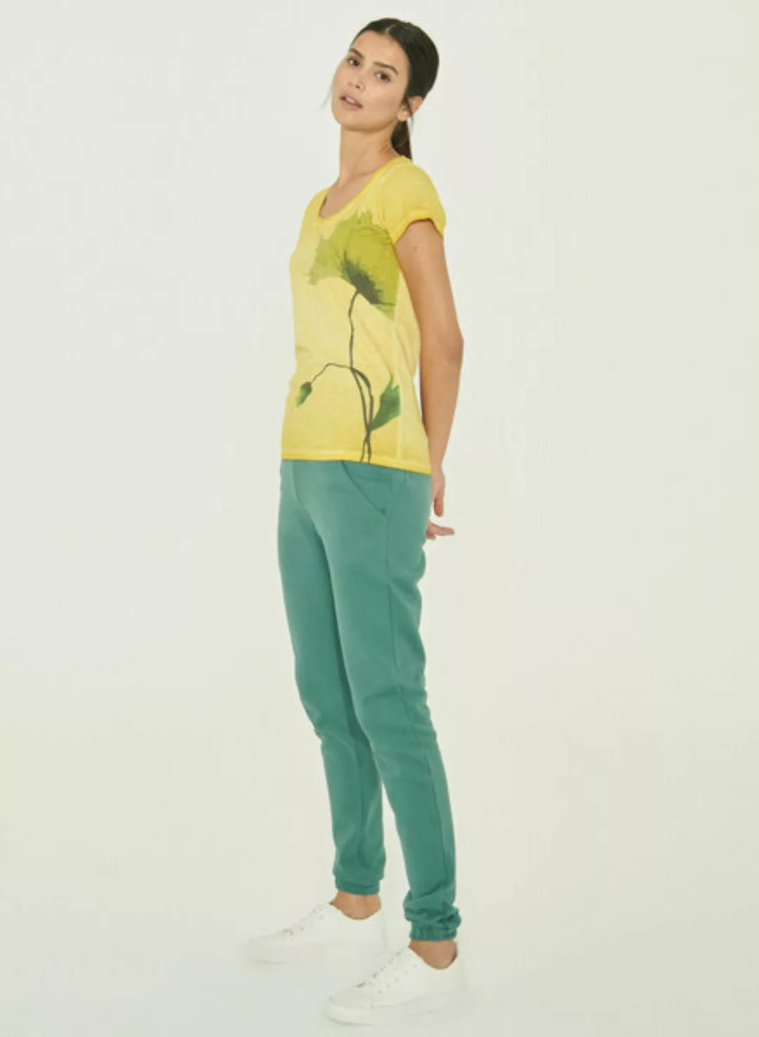Garment Dyed T-shirt Aus Bio-baumwolle Mit Blumen-print günstig online kaufen