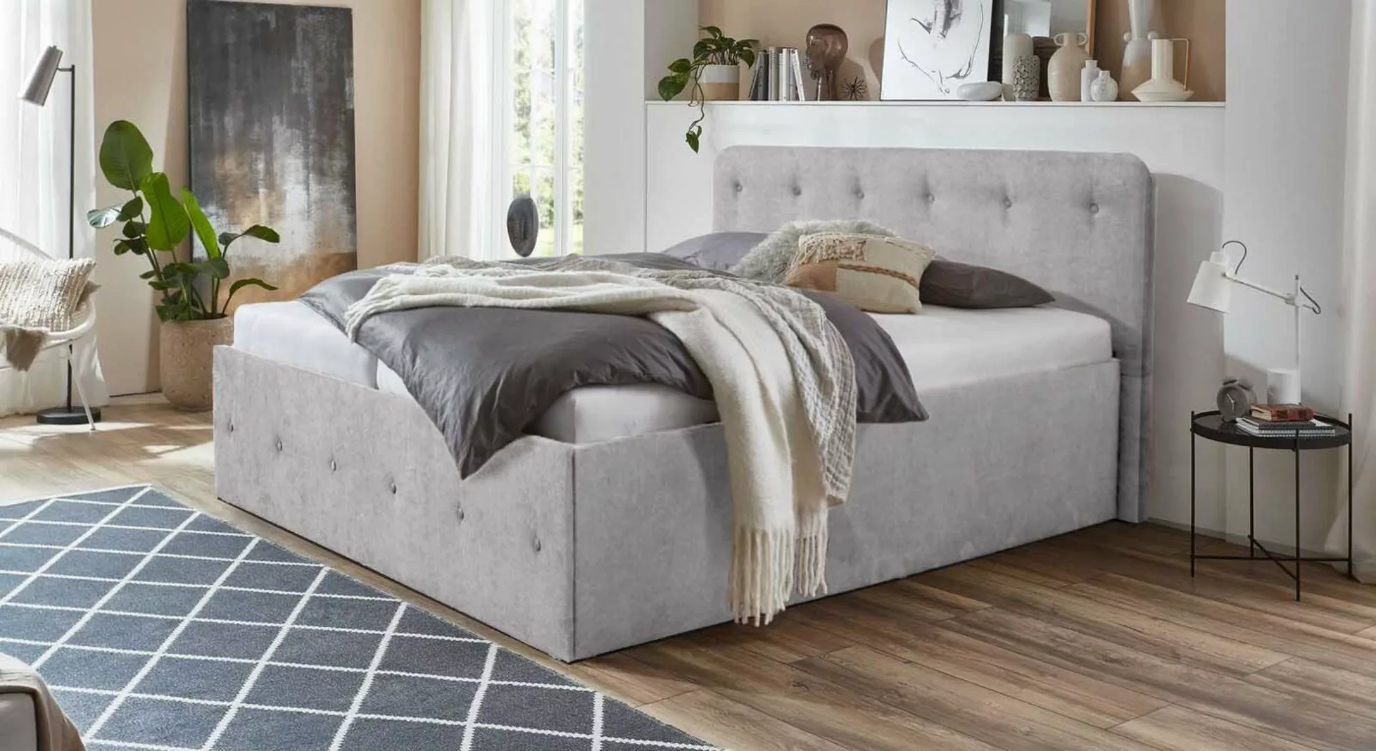 Halmon Schlafkomfort Betten Bett Luxi, Schöne Kopfteilpolsterung mit Knopfh günstig online kaufen