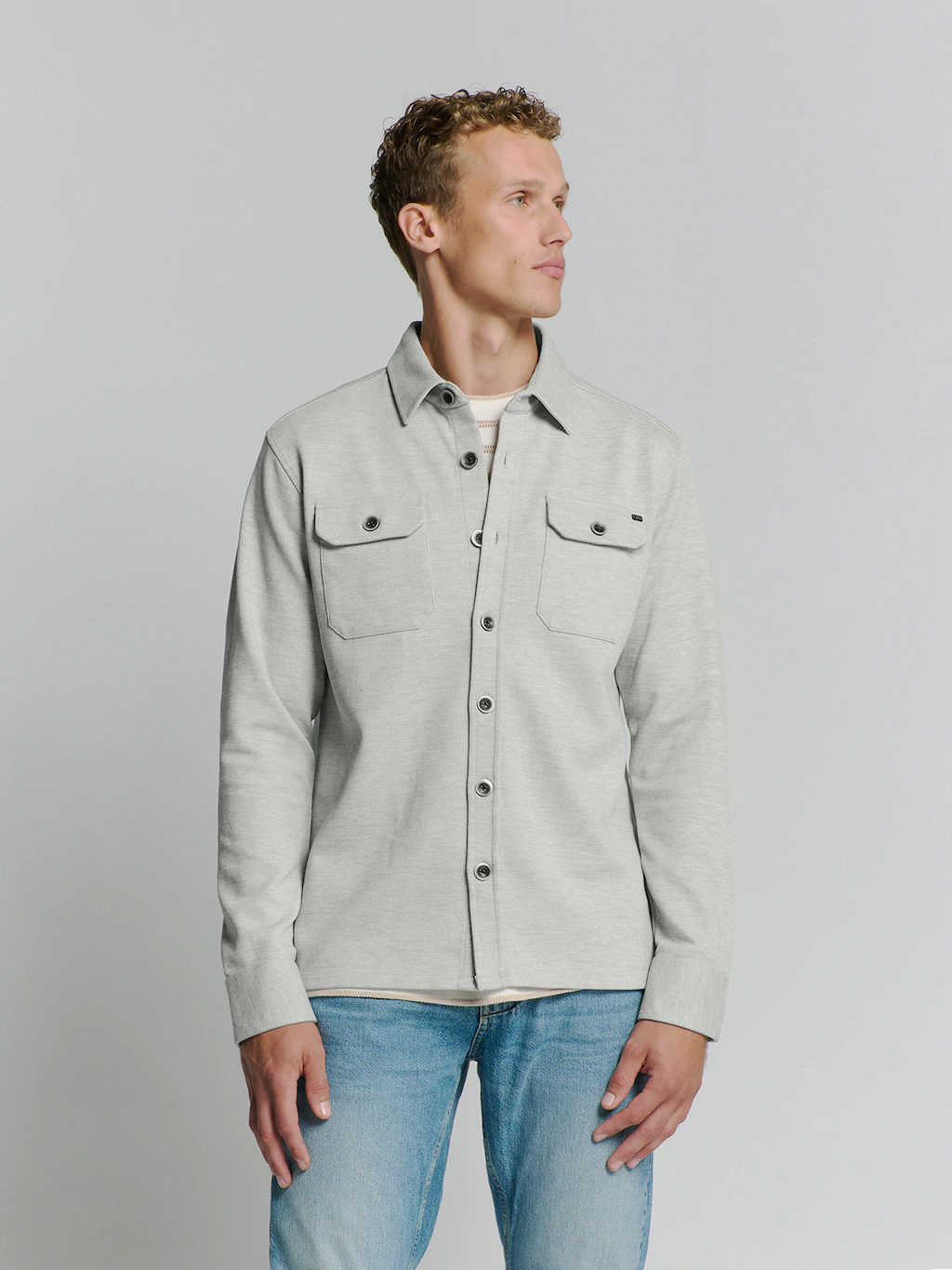 NO EXCESS Langarmhemd "No Excess Sweat Overshirt mit Knopfverschluss" günstig online kaufen