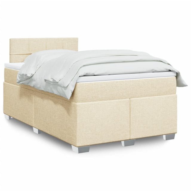 vidaXL Boxspringbett, Boxspringbett mit Matratze Creme 120x190 cm Stoff günstig online kaufen