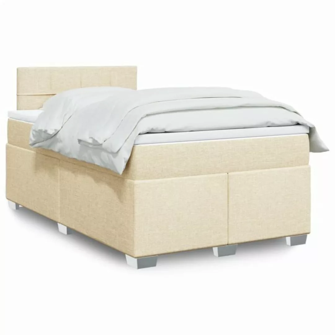 vidaXL Boxspringbett, Boxspringbett mit Matratze Creme 120x190 cm Stoff günstig online kaufen