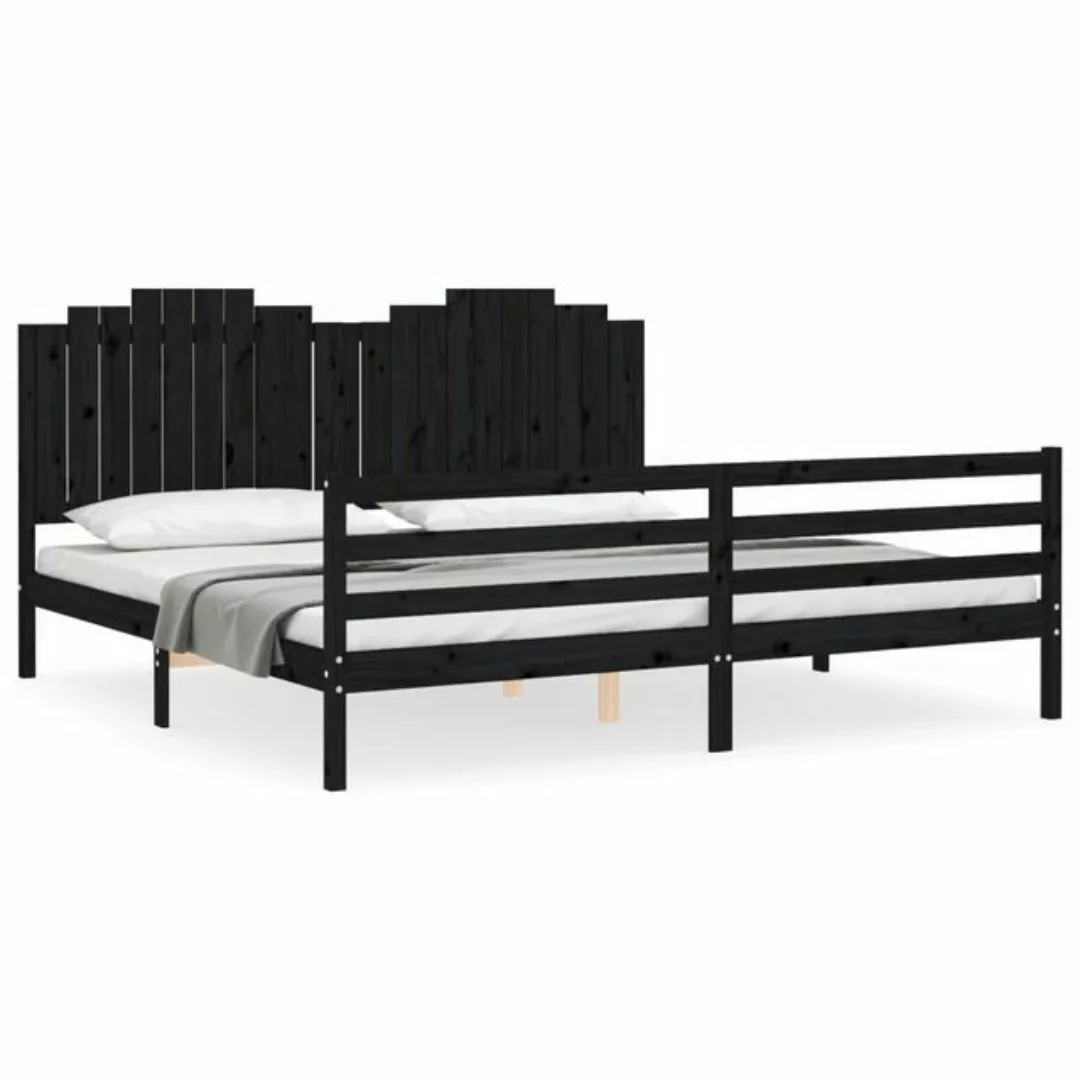 furnicato Bett Massivholzbett mit Kopfteil Schwarz 200x200 cm günstig online kaufen