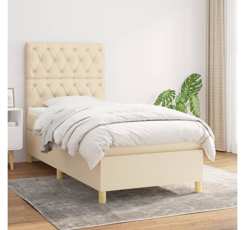 vidaXL Boxspringbett Boxspringbett mit Matratze Creme 80x200 cm Stoff Bett günstig online kaufen